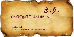 Czégé Jolán névjegykártya